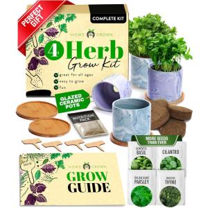 imageHOME GROWN    8 Herb Seeds Garden Kit Complete Indoor Planter Gift with Basil Cilantro Mint ampamp More Unique Kitchen Growing Set for Women Men Birthday Housewarming PresentCeramic
