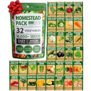 imageHOME GROWN   25 Heirloom Vegetable Seeds Kit  14200 NONGMO Seeds for Planting Vegetables Survival Garden Seed Vault Tomatoes Carrots Beans Kale Peppers Indoor Outdoor Garden32Pack
