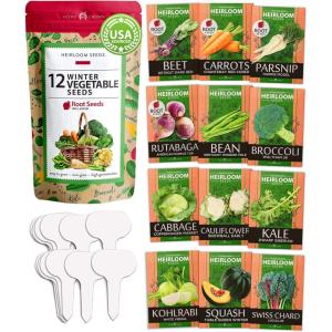 imageHOME GROWN   25 Heirloom Vegetable Seeds Kit  14200 NONGMO Seeds for Planting Vegetables Survival Garden Seed Vault Tomatoes Carrots Beans Kale Peppers Indoor Outdoor Garden12Pack Winter