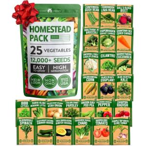 imageHOME GROWN   25 Heirloom Vegetable Seeds Kit  14200 NONGMO Seeds for Planting Vegetables Survival Garden Seed Vault Tomatoes Carrots Beans Kale Peppers Indoor Outdoor Garden25Pack