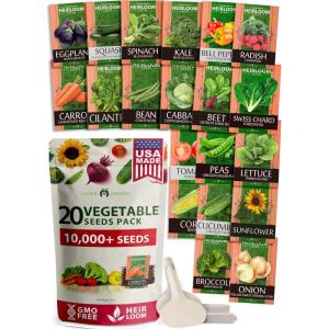 imageHOME GROWN   25 Heirloom Vegetable Seeds Kit  14200 NONGMO Seeds for Planting Vegetables Survival Garden Seed Vault Tomatoes Carrots Beans Kale Peppers Indoor Outdoor Garden20Pack