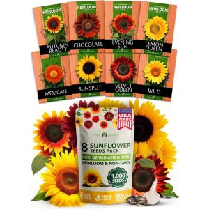 imageHOME GROWN   Autumn Beauty Sunflower Seeds to Plant 40 Heirloom NonGMO Sunflower Seeds for Planting Blooms for Pollinator Support and Ornamental Flower Garden Helianthus annuus8 Varieties Sunflower