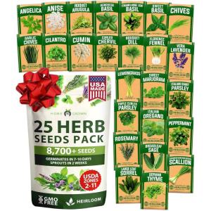 imageHOME GROWN 10 Herb Seeds for Planting 3000 NonGMO Heirloom Seeds  Extra Large Variety Pack Herb Kit  Indoor Outdoor ampamp Hydroponic  Culinary Seed Set  Grow Your Own Herbs  Gift for Beginners25Pack