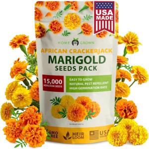 imageHOME GROWN Crackerjack Marigold Seeds  4 oz  35000 Flower Seeds Planting Outdoor  Large Bulk Pack    High Germination Wildflower Seed  Companion Planting15 000 Seeds