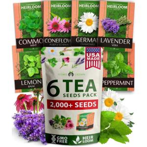 imageHOME GROWN Medicinal Herb Seeds Vault  2000 Seeds 6   Heirloom Varieties for Indoor ampamp Outdoor Garden  Lavender ChamomileMintLemon BalmPeppermintEchinacea Garden MarkersTea Herb 6Pack