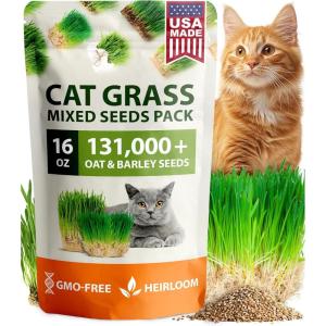 imageHOME GROWN   1 Pound Cat Grass Seeds for Cat ampamp Kittens Oat ampamp Barley Mix 100  Heirloom Grow Fresh Kitty Grass for Chewing Pet Grass for Cats Indoor Garden16 oz