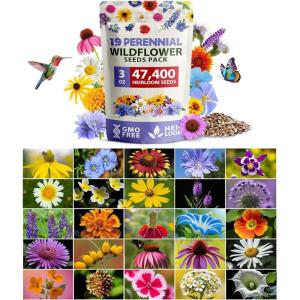 imageHOME GROWN   Wildflower Seeds Mix  49100 2oz Bulk Mix 21 Varieties Wild Flower  Bee and Butterfly Garden Pack  Native Annual Flowers for Planting for Your Garden19 Varieties Perennial 3 oz