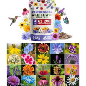 imageHOME GROWN   Wildflower Seeds Mix  49100 2oz Bulk Mix 21 Varieties Wild Flower  Bee and Butterfly Garden Pack  Native Annual Flowers for Planting for Your Garden19 Varieties Perennial 4 oz
