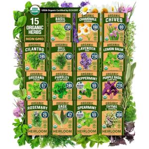 imageHOME GROWN  15 Herb Seeds Variety Pack 2500   HighGerminating Heirloom Seeds for Planting Indoor Outdoor Herb Garden Hydroponics Garden Seeds Basil Cilantro ampamp More
