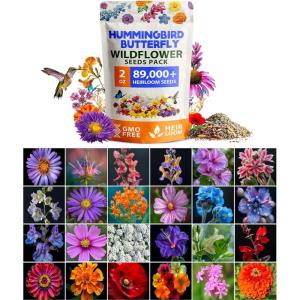 imageHOME GROWN Wildflower Seeds 3oz 89000 Flower Seed Mix  No Filler  19 Varieties USASourced Bulk Wild Flowers Seeds for Planting Butterfly ampamp Pollinator Perennial and Annual Wild Flower MixHummingbird Lite 2oz