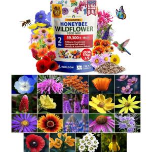 imageHOME GROWN Wildflower Seeds 3oz 89000 Flower Seed Mix  No Filler  19 Varieties USASourced Bulk Wild Flowers Seeds for Planting Butterfly ampamp Pollinator Perennial and Annual Wild Flower Mix2 oz Honeybee