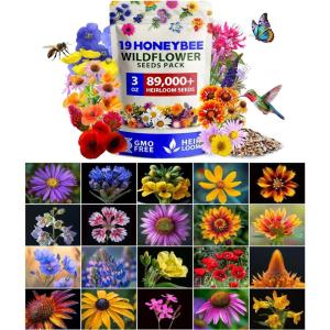 imageHOME GROWN Wildflower Seeds 3oz 89000 Flower Seed Mix  No Filler  19 Varieties USASourced Bulk Wild Flowers Seeds for Planting Butterfly ampamp Pollinator Perennial and Annual Wild Flower Mix3 oz Honeybee