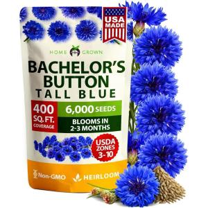 imageHOME GROWN Bachelor Button Flower Seeds Tall Mix 700 Cornflower Heirloom Seeds for Planting  Quick Blooming NonGMO Pollinator Friendly Easy to Grow Wildflowers USA Grown Centaurea cyanusBachelor Button