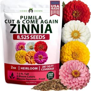imageHOME GROWN Dwarf Zinnia Seeds Mix  8525 Pumila Zinnia Seeds for 2026 2oz  Zinnia Flower Seeds for Planting Outdoors  Colorful Cut Annual Flowers for Summer Gardens amp Containers Zinnia elegans