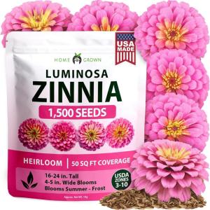 imageHOME GROWN Pink Zinnia Seeds  1500 Luminosa Zinnias Easy to Grow Annual Flower Seeds for Planting Outdoors for 2026 Fast Blooming Heat Tolerant Herb Seed Garden Companion Zinnia elegans