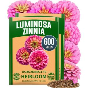 imageHOME GROWN Pink Zinnia Seeds  600 Luminosa Zinnias 05g Easy to Grow Annual Flower Seeds for Planting Outdoors for 2026 Fast Blooming Heat Tolerant Herb Seed Garden Companion Zinnia elegans