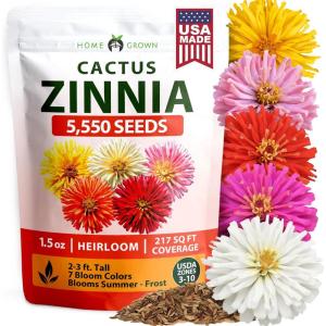 imageHOME GROWN Cosmos Bright Lights Mix Seeds  5000 Cosmos Sulphureus for Planting Spring 2026 Refined Wildflower Herb Seed Mix Easy Grow Outdoor Flower Seeds for GardensZinnia Cactus  Large