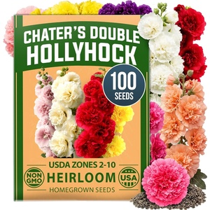 image:imageHOME GROWN Hollyhock Chaters Double Mix 100 Seeds 09g  Biennial Blooms Year 2 Double Flower Hollyhock Seeds for Planting Perennial Reseeding Cottage Garden USDA Zones 39 Alcea rosea