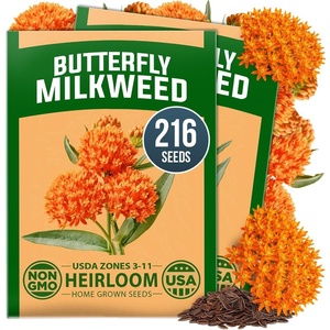 image:imageHOME GROWN Butterfly Milkweed Seeds for Planting 2 PackAsclepias tuberosa  216 Seeds 108 Each 2 Pack 450mg  Zones 311 Full Sun  Monarch Host Plant  NonGMO Heirloom  Perennial Native